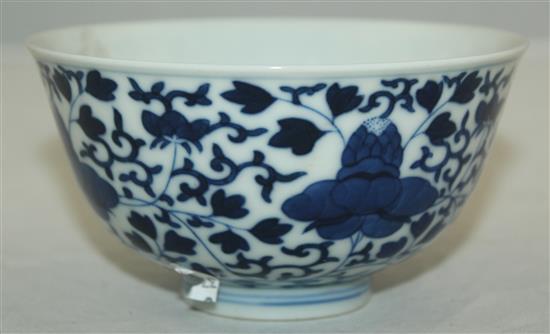 A Chinese blue and white bowl, Guangxu mark but later, diam. 11.2cm